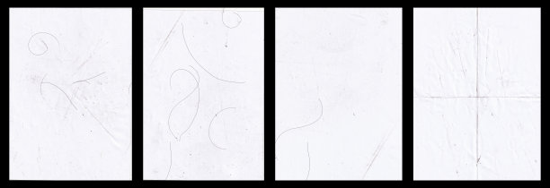 一套折叠纸与肮脏的质地在黑色背景。可以用来复制老化和磨损的外观为您的创意设计。旧纸的照片纹理覆盖在复古风格图片下载