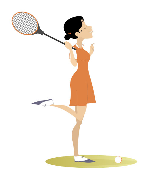 打网球的年轻女子。插图图片下载