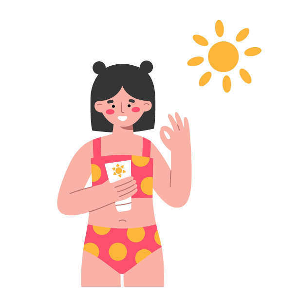 亚洲女孩范妮在海滩上涂防晒霜图片下载