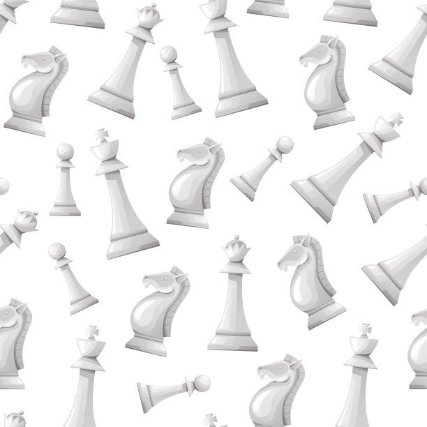 国际象棋游戏无缝图案印花墙纸抽象概念。矢量平面设计插画元素图片下载