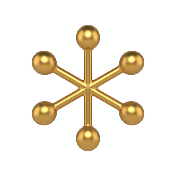 奢华的金色圆形装饰元素雪花、水晶、分子、球形圣诞树玩具图片下载