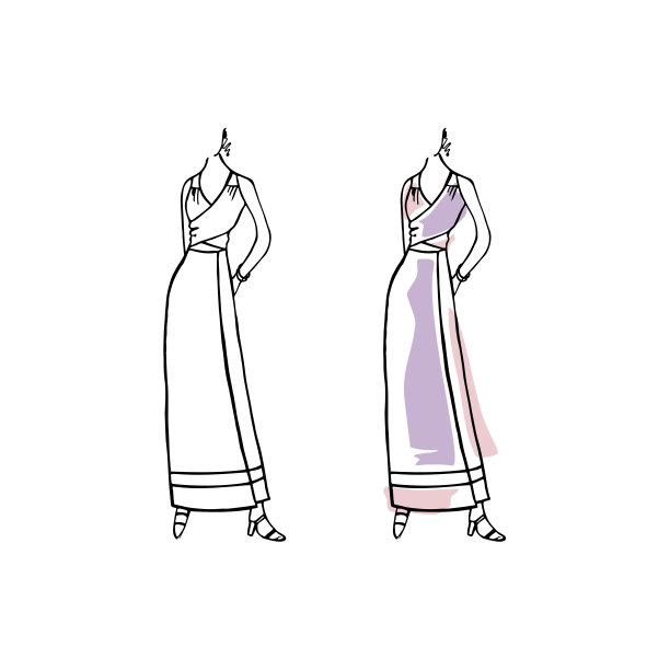 模特女装时装休闲服装模特写意素描插图图片下载