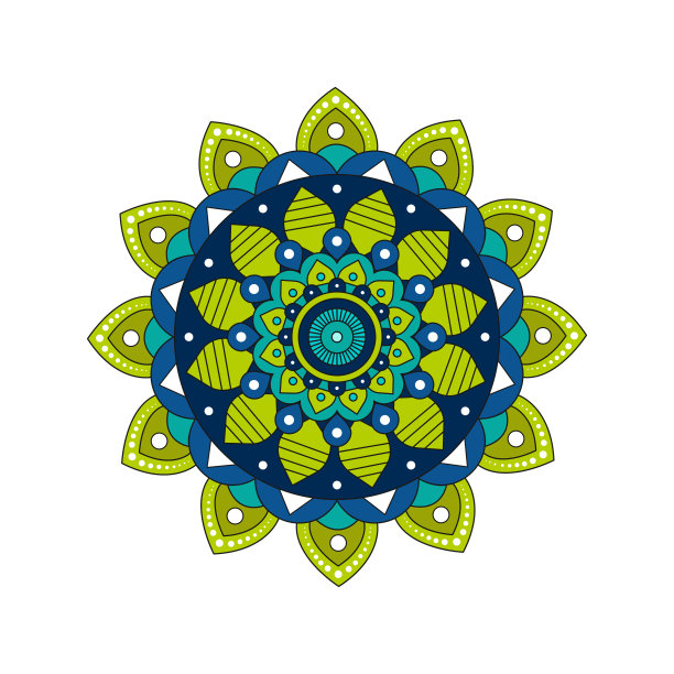 绿色和蓝色的曼荼罗背景图片下载