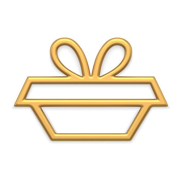 金色写实节日礼盒轮廓梯形金属光泽装饰图形矢量图片下载