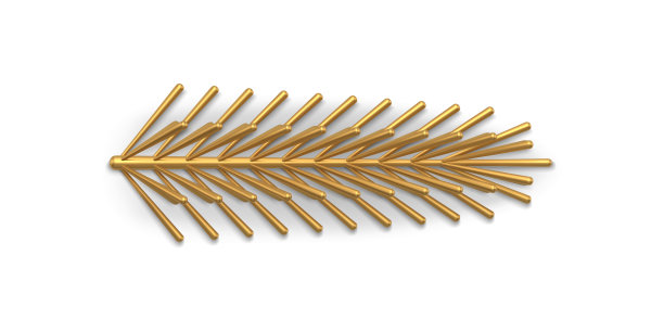 昂贵的现实奢华的金色金属水平人工云杉树枝与针矢图片下载