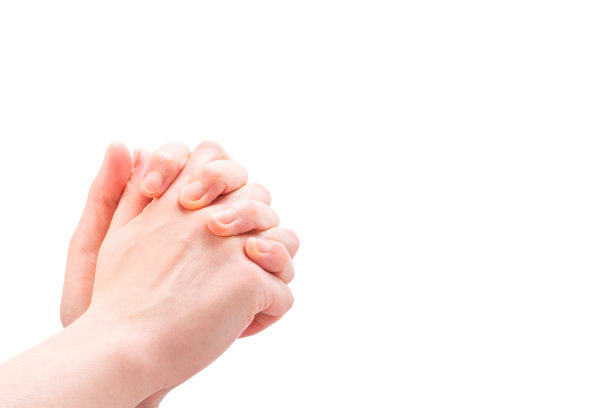手势，愿望，祈祷，祈祷，牵手，白色背景，复制空间图片下载