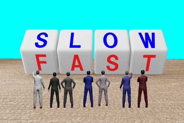 商人看着慢和快的字符块图片下载