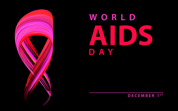 世界艾滋病日的丝带被隔离在黑色上。向量图片下载
