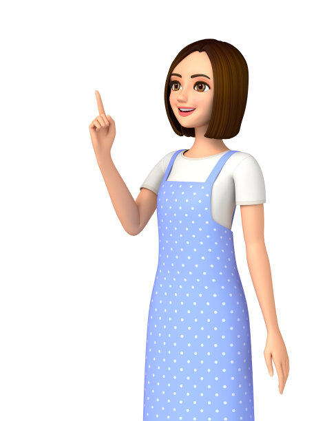 一个穿围裙的女人指着面板。图片下载