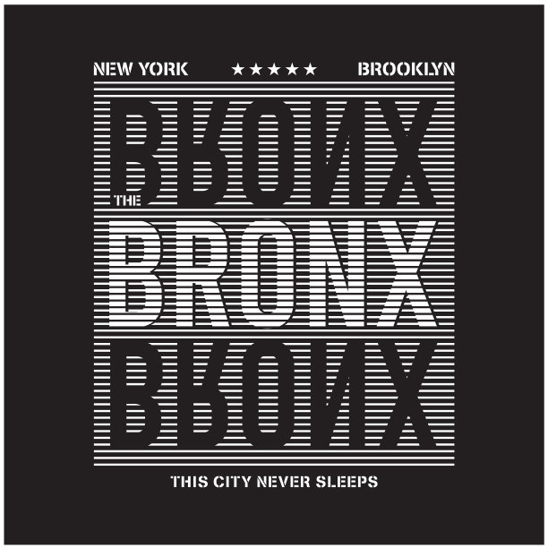 布朗克斯t恤设计平面，矢量插画艺术城市艺术图片下载