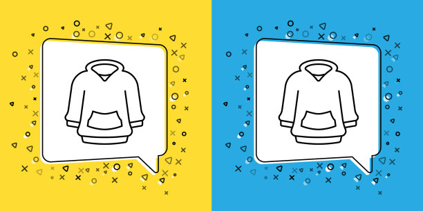 设置线卫衣图标隔离在黄色和蓝色图片下载