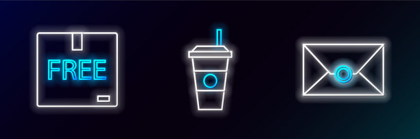 设置线信封纸板盒与自由符号图片下载