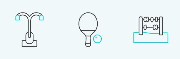 设置线算盘路灯和球拍和球图片下载