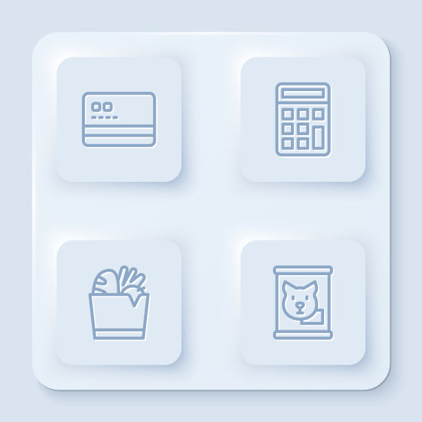 设定线信用卡计算器购物袋和图片下载