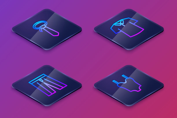 设置等距线领带裤子衬衫和泳衣图片下载