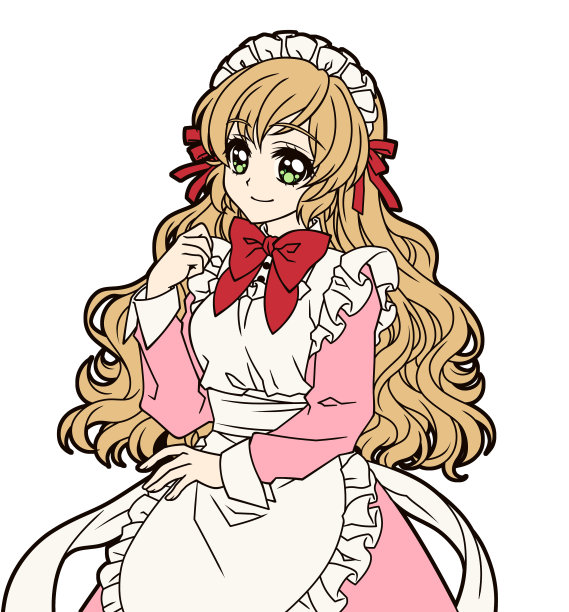 动画风格的女孩在女仆制服剪辑艺术图片下载