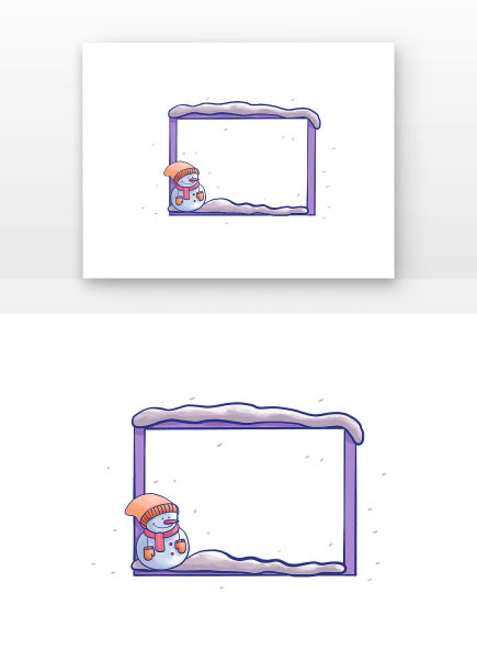原创手绘冬天雪人边框元素图片下载