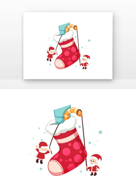 袜子圣诞老人插画元素图片下载