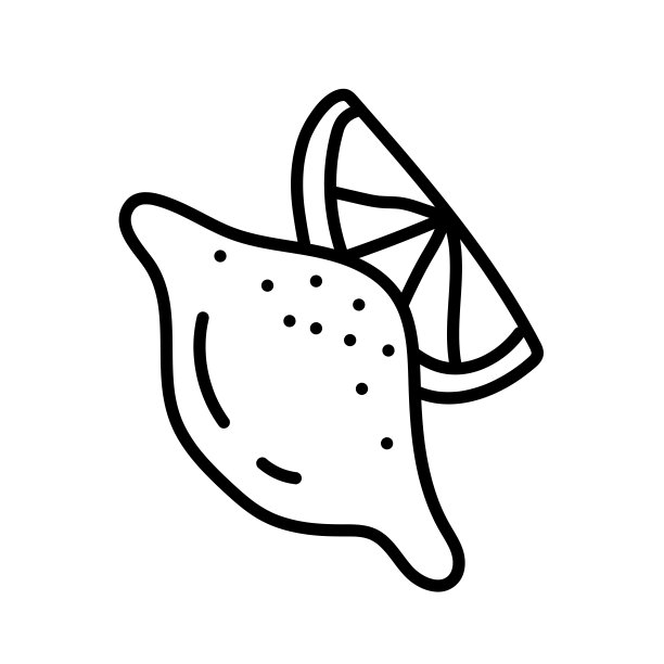 手绘柠檬涂鸦图标的设计和网页隔离在白色背景。柠檬矢量对象的标签，标志和广告图片下载