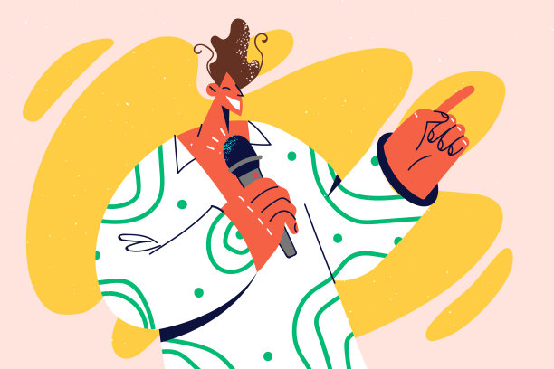 面带微笑的男士拿着麦克风做演讲图片下载