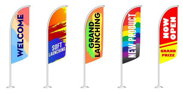 一套逼真的白旗和纺织旗帜模板隔离。每股收益向量图片下载