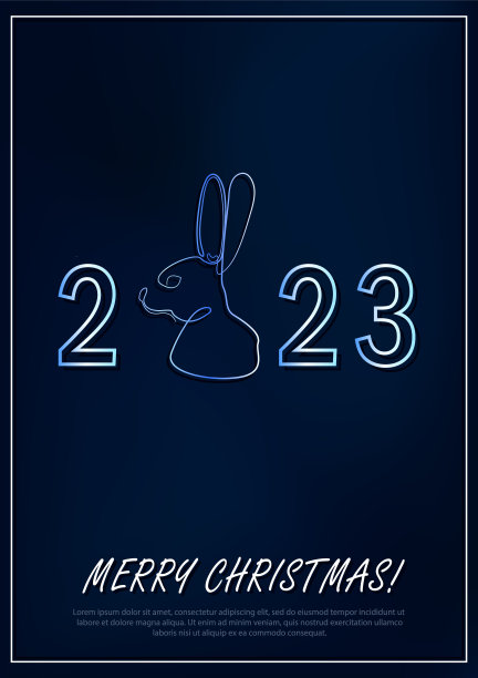 A4明信片，有线性兔子圣诞假期。2023年新的一年图片下载