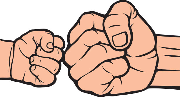 父亲和婴儿的手颜色矢量图片下载