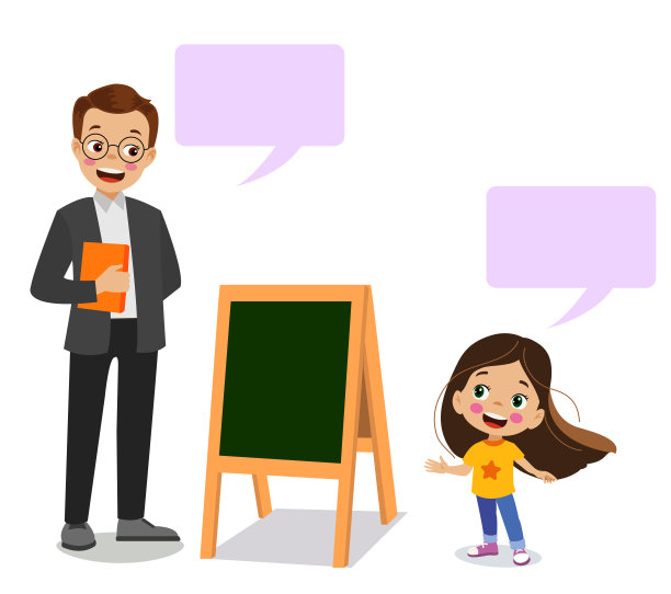 老师和可爱的学生在黑板前图片下载