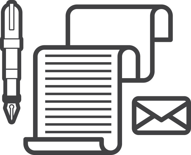 用简约风格的笔和字母插图报告图片下载