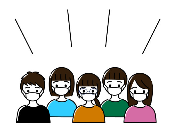 为了防止感染，从小学高年级到初中高年级的男女学生都戴着口罩交谈。图片下载