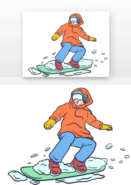 卡通手绘滑雪人物图片下载