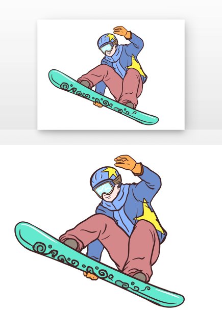 卡通手绘冬季滑雪人物图片下载