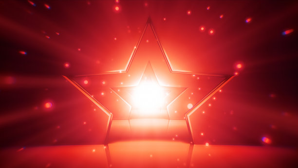 在暗红色的星形未来隧道中向前飞行图片下载