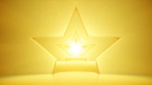 在柔软的黄色星形未来隧道中向前飞行图片下载