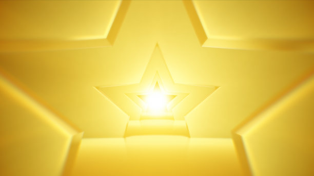 在柔软的黄色星形未来隧道中向前飞行图片下载