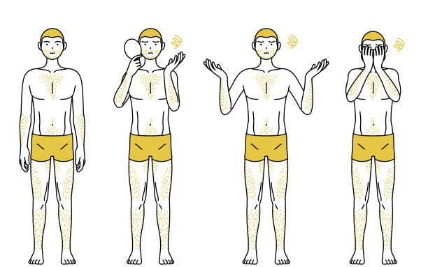 一套线画的姿势的男人遭受浓密的体毛，姿势的男人遭受多毛的身体图片下载