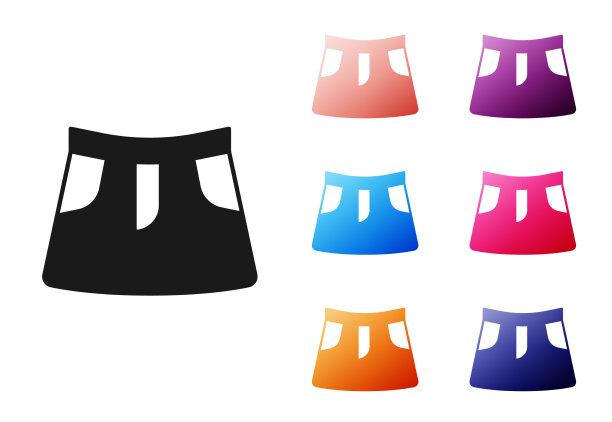 黑色裙子图标孤立在白色背景设置图片下载