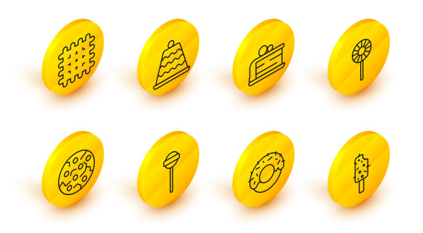 设线冰淇淋，甜甜圈，棒棒糖，饼干或图片下载