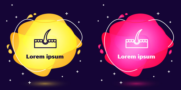 设置线人类毛囊图标隔离在蓝色上图片下载