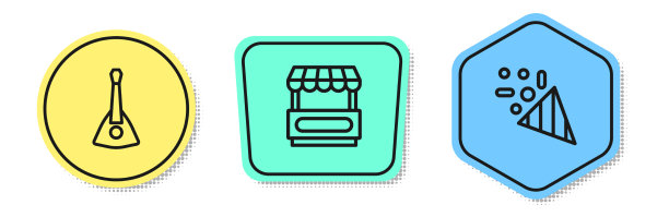 设置线巴拉莱卡快速街头食品车和图片下载