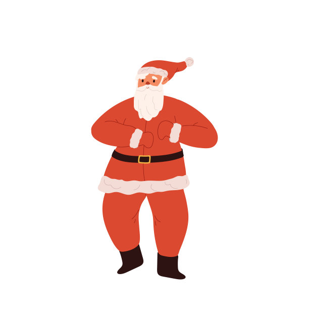 快乐的圣诞老人快乐地跳着孤立的舞。卡通人物适合寒假、新年、圣诞节图片下载