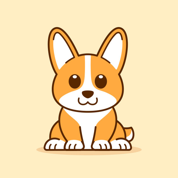 可爱的柯基坐着插画图片下载