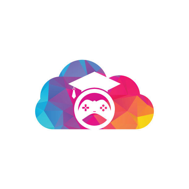 游戏教育云形概念矢量标志设计。图片下载