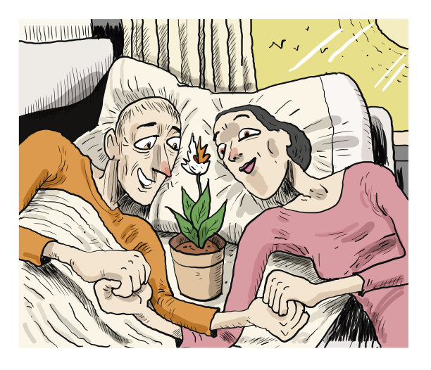 妻子温柔地照顾着病人图片下载