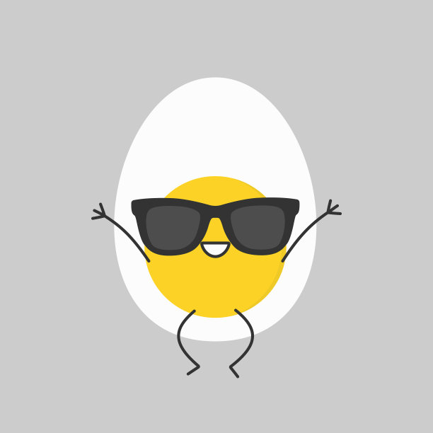 鸡蛋可爱的人物卡通蛋黄笑脸卡哇伊快乐跳跃快乐情感图标矢量插图。图片下载