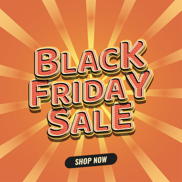 黑色星期五销售横幅与复古风格的3d文本在橙色背景图片下载