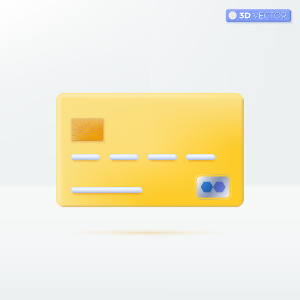 黄金级信用卡图标符号。支付，网上银行，转账的概念。三维矢量孤立插图设计。卡通粉彩极简风格。可用于设计ux, ui，平面广告。图片下载