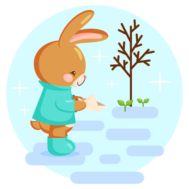 可爱的春天人物兔子和纸船图片下载