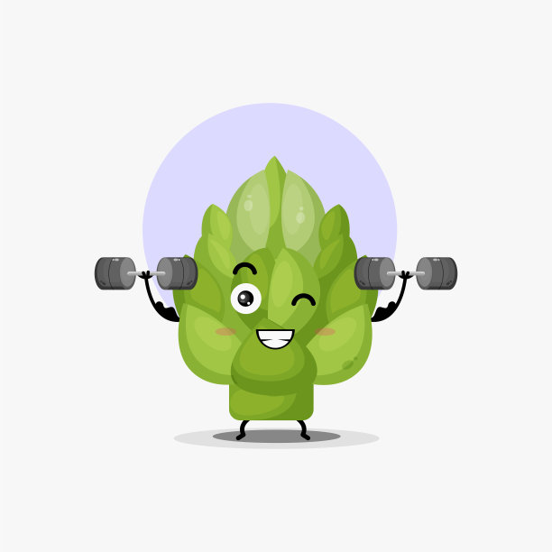 可爱的洋蓟菜人物举起杠铃图片下载
