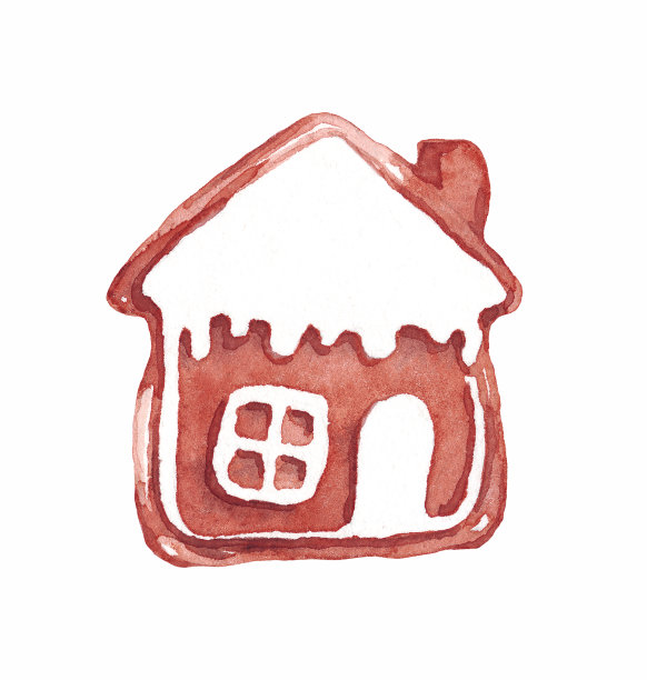 姜饼。水彩剪纸艺术图片下载